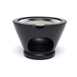 Wierookbrander zeepsteen zwart Bloem des Levens met zeef - 7 cm x 13 cm - Afbeelding 2