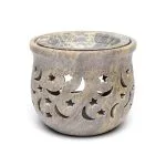 Wierookbrander en olieverdamper sterren en maantjes zeepsteen - 14 cm