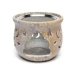 Wierookbrander en olieverdamper sterren en maantjes zeepsteen - 14 cm - Afbeelding 3