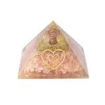 Orgoniet piramide rozenkwarts met hart - 8 cm x 8 cm x 6 cm