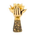 Theelichthouder Lotus handen staand goudkleurig - 14 cm x 11.2 cm x 17 cm - Afbeelding 3