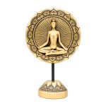 Deco Yoga meditatie rond op voet goudkleurig - 15.5 cm x 8.5 cm x 24.5 cm