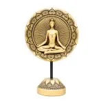 Deco Yoga meditatie rond op voet goudkleurig -  15.5 cm x 8.5 cm x 24.5 cm