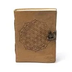 Notitieboek Bloem des Levens mandala met kunstleren omslag - ± 13 cm x 18 cm