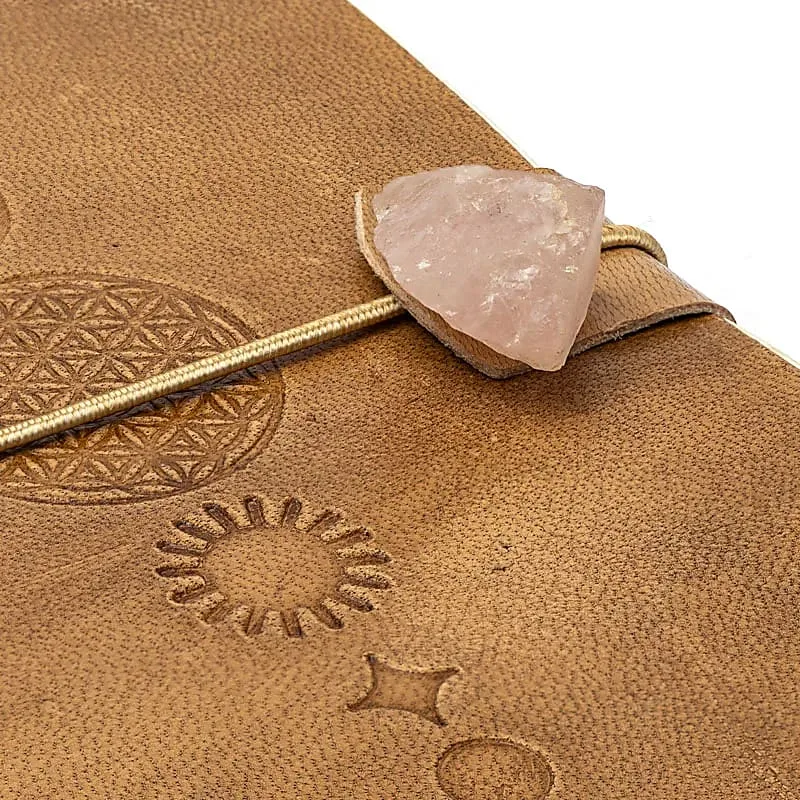Notitieboek Bloem des Levens met rozenkwarts en kunstleren omslag  – ± 13 cm x 18 cm - Afbeelding 4
