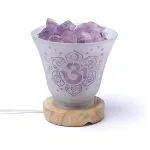 Edelsteenlamp ohm met snoer en LED lamp – 12 cm x 12 cm - Afbeelding 2