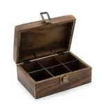 Mango Houten Theedoos – 6 vakken – 23 cm x 15 cm x 9,5 cm - Afbeelding 2
