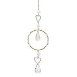 Suncatcher harten met rozenkwarts en kristal -  ±34 cm