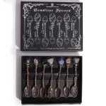 Set van 7 Bronzen Edelsteen Kristallen Eetlepels - Heksenlepels - Edelstenen & Mineralen - Spiritualiteit - Koffielepels Geschenkset