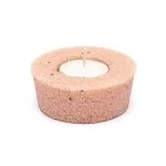 Waxinelichthouder rond rozenkwarts  ± 9 cm x 3 cm