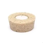 Waxinelichthouder rond bergkristal  ± 9 cm x 3 cm