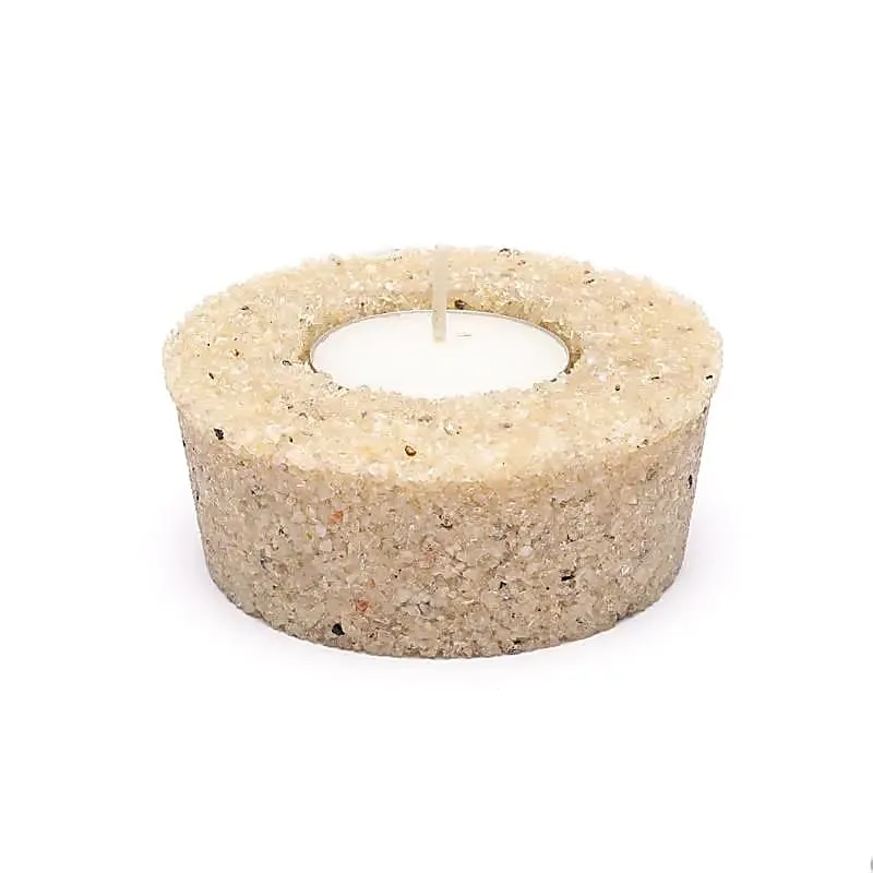 Waxinelichthouder rond bergkristal  ± 9 cm x 3 cm - Afbeelding 1