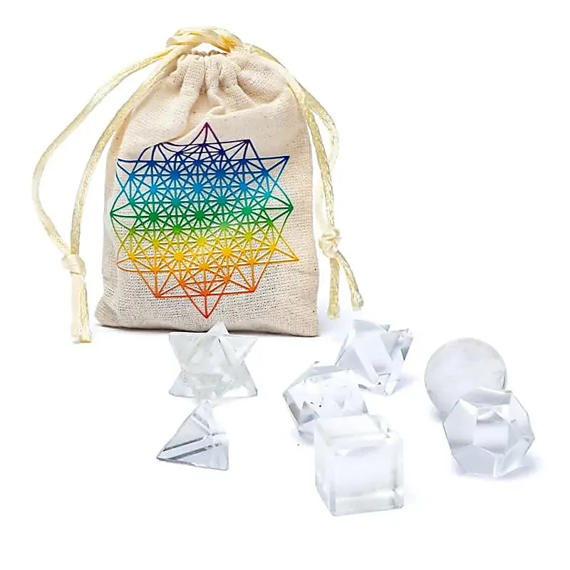 78335 Bergkristal heilige geometrie set 7-delig - ± 2 cm - Afbeelding 1