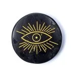 Gegraveerde mineraalschijf zwarte toermalijn alziend -  5,5 cm x 1 cm - Afbeelding 2