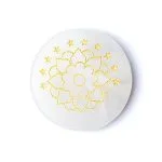 Gegraveerde mineraalschijf bergkristal lotus - ± 5,5 cm - Afbeelding 2