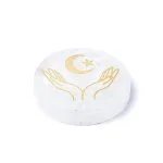 Gegraveerde mineraalschijf bergkristal handen, maan en ster -  ± 5,5 cm