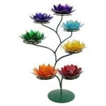 Chakra Lotus display groen + 7 sfeerlichten met goudkleurige rand