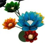 Chakra Lotus display groen + 7 sfeerlichten met goudkleurige rand - Afbeelding 3