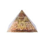 Orgoniet pyramide zonnesteen met zon symbool -  7,5 cm x 7,5 cm x 5,5 cm