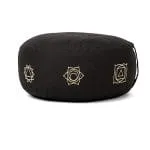 Meditatiekussen zwart 7 chakra's biokatoen (OCS) -  33 cm x 17 cm