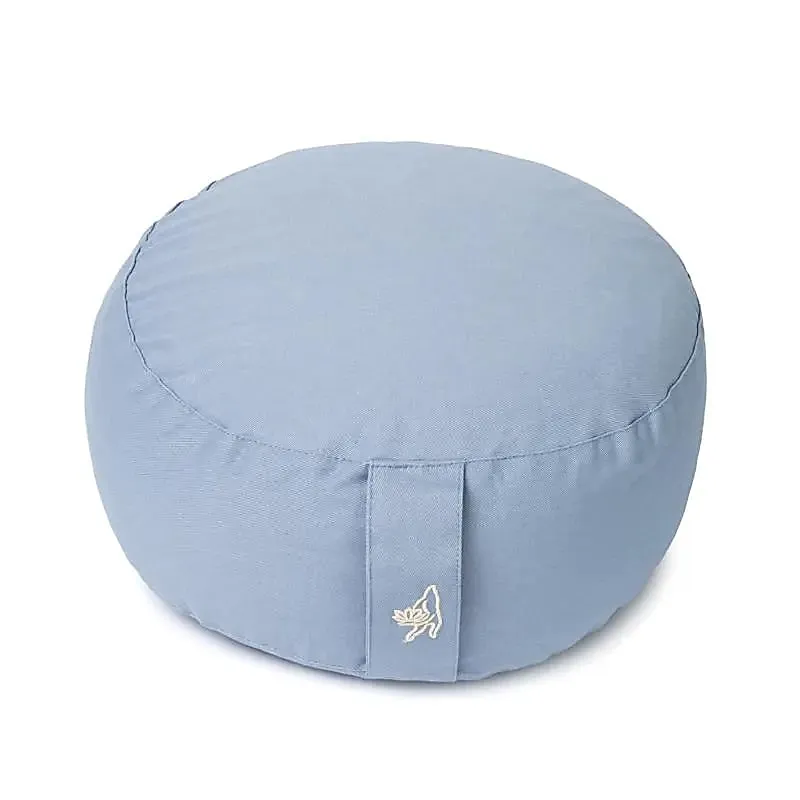 Meditatiekussen rond blauw biokatoen (OCS) -  33 cm x 17 cm - Afbeelding 1