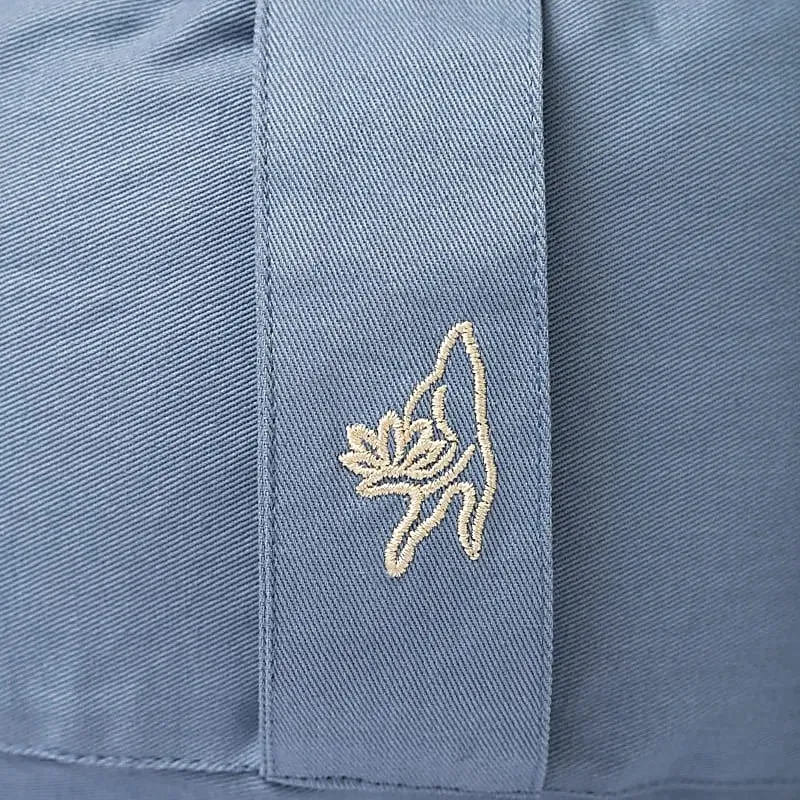 Meditatiekussen rond blauw biokatoen (OCS) -  33 cm x 17 cm - Afbeelding 2