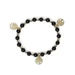 Armband zwarte toermalijn & hematiet met Levensboom bedels - kraal 0,6 cm - Afbeelding 2