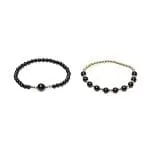 Armband zwarte toermalijn & hematiet set van 2 - diameter kraal 0,6 cm
