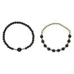 Armband zwarte toermalijn & hematiet set van 2 - diameter kraal 0,6 cm - Afbeelding 2