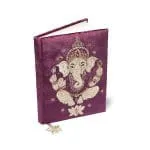 Notitieboek fluweel paars met Ganesha -  20 cm x 15 cm