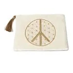 Etui fluweel gebroken wit met Bloem des Levens vredesteken  -  20 cm x 15 cm