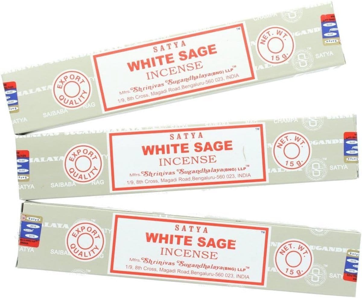 1200x988 Satya Wierook Stokjes - White Sage - Aura Reinigend - Witte Salie Wierookstokjes - 3 x 15 Gram - 3 STUKS - Afbeelding 1