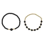 Armband zwarte toermalijn & hematiet set van 2 - Afbeelding 2