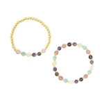 Armband meerkleurige gemengde edelstenen met hematiet set van 2 - Afbeelding 2