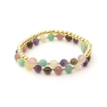Armband meerkleurige gemengde edelstenen met hematiet set van 2
