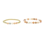 Armband pastel gemengde edelstenen met hematiet set van 2