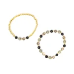 Armband antraciet gemengde edelstenen met hematiet set van 2 - Afbeelding 2