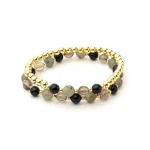 Armband antraciet gemengde edelstenen met hematiet set van 2