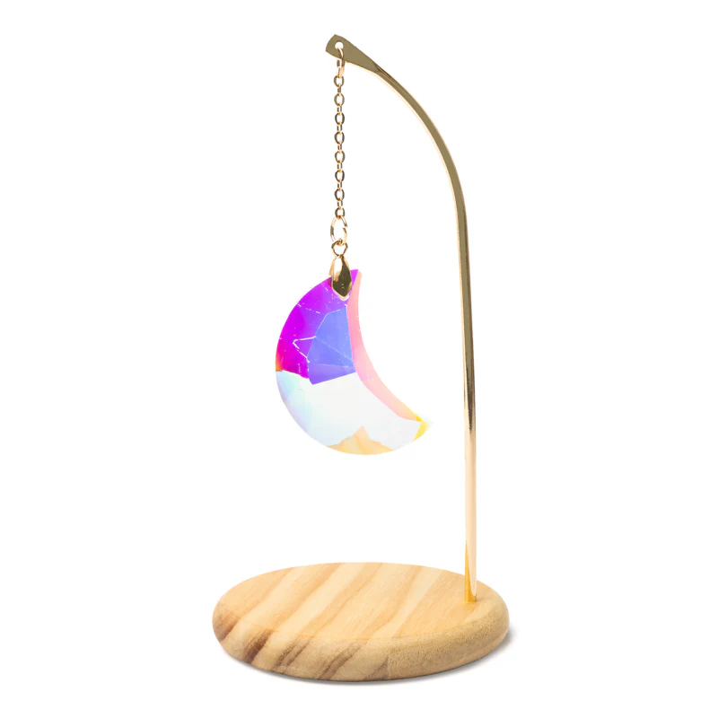 4188 Suncatcher op houten voet maan - ± 17 cm x 17 cm - Afbeelding 1