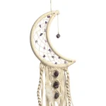 Macramé maan hanger met amethist - Ø 17 cm x 60 cm