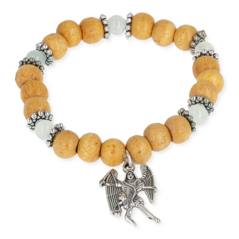 6386 Engelen armband aartsengel Michaël elastisch - Diameter kraal – ± 0.6 cm - Afbeelding 1