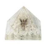 Orgoniet piramide regenboogmaansteen en bergkristal met engel Gabriël - 7 cm x 7 cm x 6 cm
