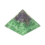 Orgoniet piramide peridoot en amethist met engel Rafaël - 7 cm x 7 cm x 6 cm - Afbeelding 2