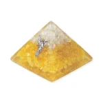 Orgoniet piramide citrien en bergkristal met engel Uriël - 7 cm x 7 cm x 6 cm - Afbeelding 2