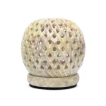 Ronde zeepstenen kaarsenhouder stippen - ±8 cm