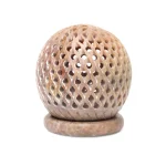 Ronde zeepstenen kaarsenhouder stippen - ± 9 cm