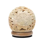 Ronde zeepstenen kaarsenhouder bloem - ± 8 cm