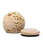 Ronde zeepstenen kaarsenhouder bloem - ± 8 cm - Afbeelding 5