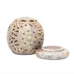 Ronde zeepstenen kaarsenhouder bloem - ± 9 cm - Afbeelding 5