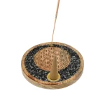 Wierookkegelhouder Flower of life toermalijn en pyriet mangohout -±10 cm - Afbeelding 3